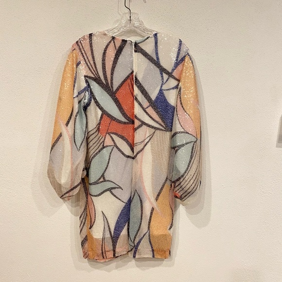 One33 Social Sequin Abstract-Print Full-Sleeve Dress Size 4 EUC - Picture 6 of 6